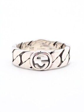 Gucci Interlocking Chain Ring 925 Size 8.25